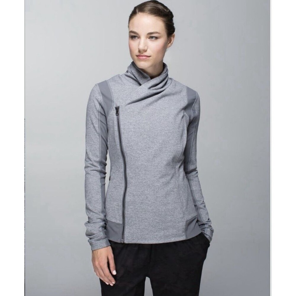 Lululemon Bhakti Yoga Jacket Women's 6 Slate Gray Full Zip Athletic Asymmetric